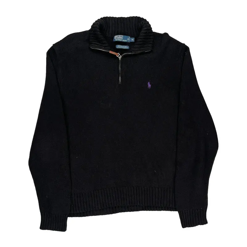 Polo By Ralph Lauren 1/4 Zip - XL Black Cotton
