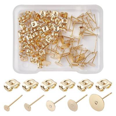 50Pcs 5 Size 304 Stainless Steel Stud Earring Findings