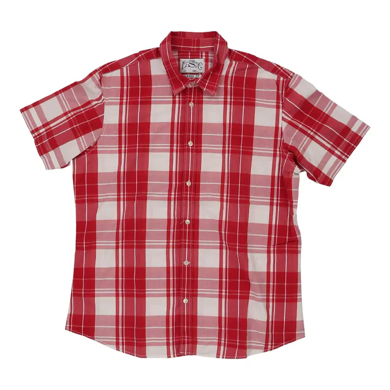 Levis Checked Short Sleeve Shirt - Large Red Cotton