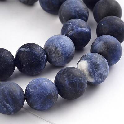 Frosted Natural Sodalite Round Bead Strands