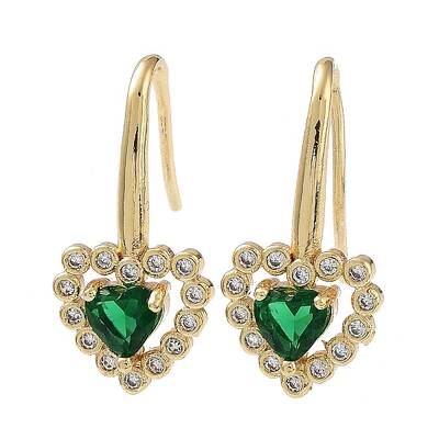 Heart Brass Dangle Earrings