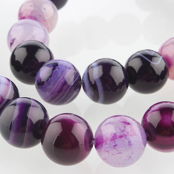 Natural Striped Agate/Banded Agate Round Bead Strands