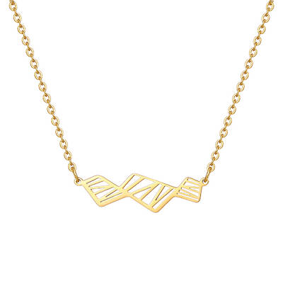 Hollow Trapezoid Stainless Steel Pendant Necklaces for Women