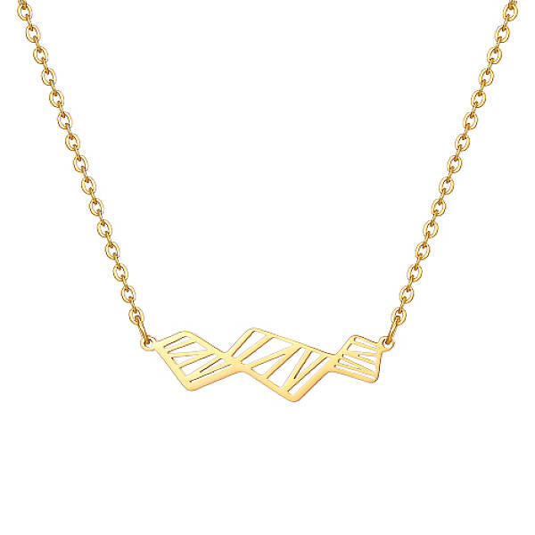 Hollow Trapezoid Stainless Steel Pendant Necklaces for Women