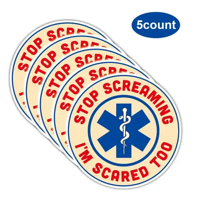 Stop Screaming I'm Scared Too Sticker, 5pcs/set Funny Sticker, Decorative Sticker for Car Bike Helmet, Gift Decoration
