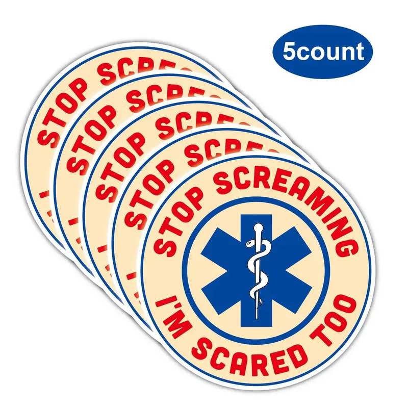 Stop Screaming I'm Scared Too Sticker, 5pcs/set Funny Sticker, Decorative Sticker for Car Bike Helmet, Gift Decoration