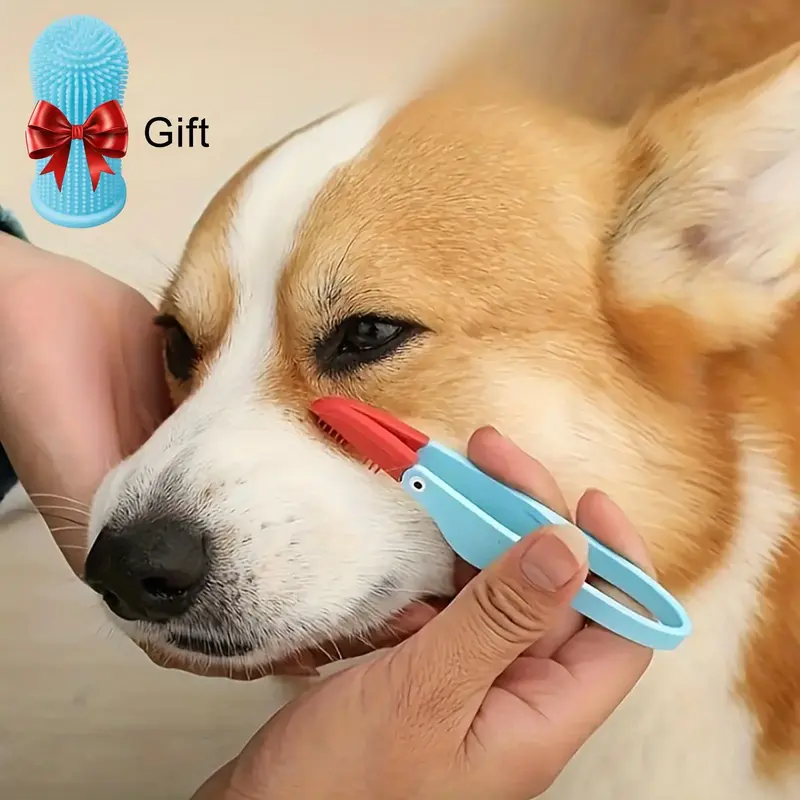 Pet Tear Marks Brush With Toothbrush, 2 Counts/set Cat Dog Eye Excrement Brush, Eye Cleaner Clip