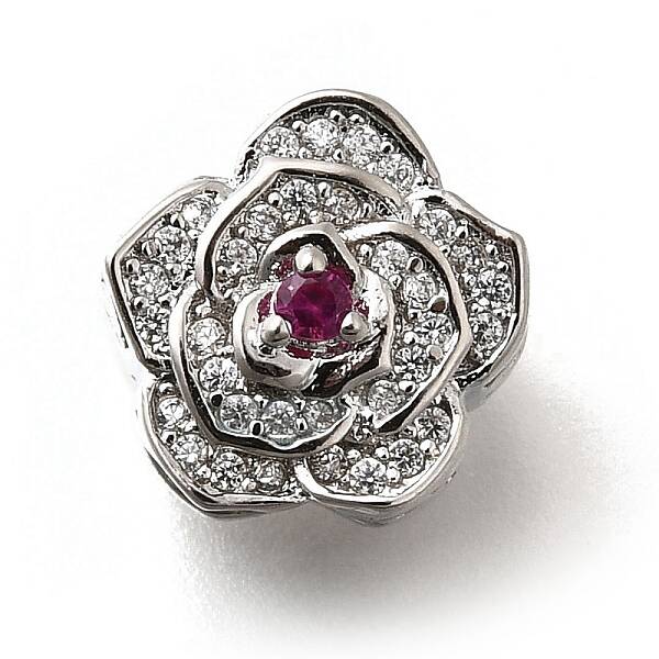 Brass Micro Pave Cubic Zirconia European Beads