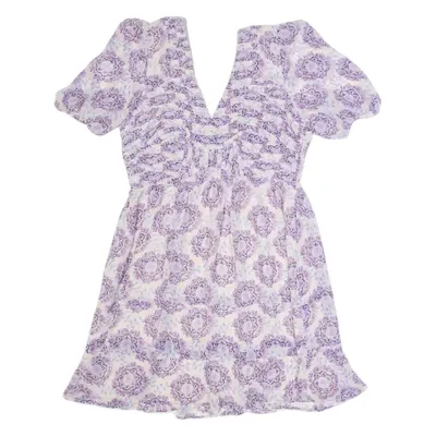 MINT VELVET Womens Fit & Flare Dress Purple Floral Sleeveless Knee Length S