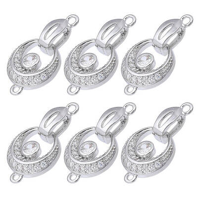 6Pcs Brass Fold Over Clasp with Crystal Rhinestone