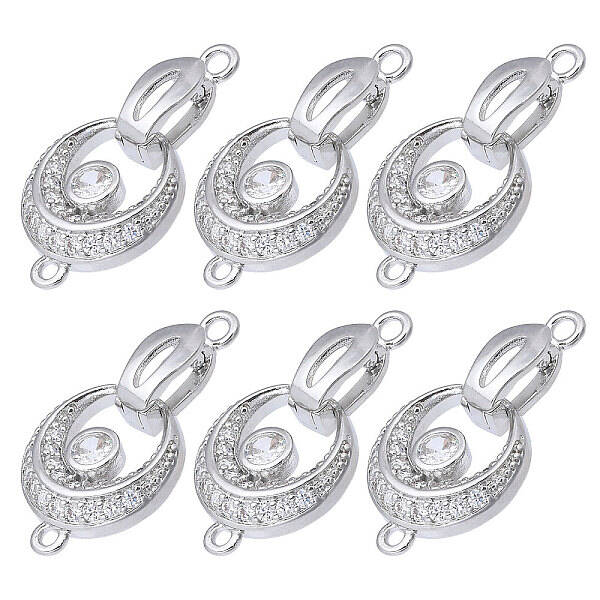 6Pcs Brass Fold Over Clasp with Crystal Rhinestone