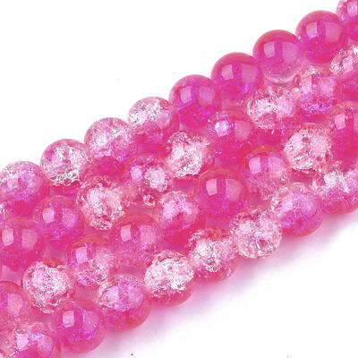Spray Painted Crackle Glass Beads Strands