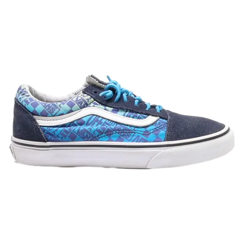 VANS Old Skool Low Top Trainers Blue Canvas Womens UK 4.5