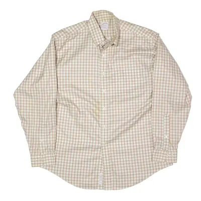 BROOKS BROTHERS Shirt Beige 90s Check Long Sleeve Mens L