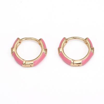Brass Micro Pave Clear Cubic Zirconia Huggie Hoop Earrings