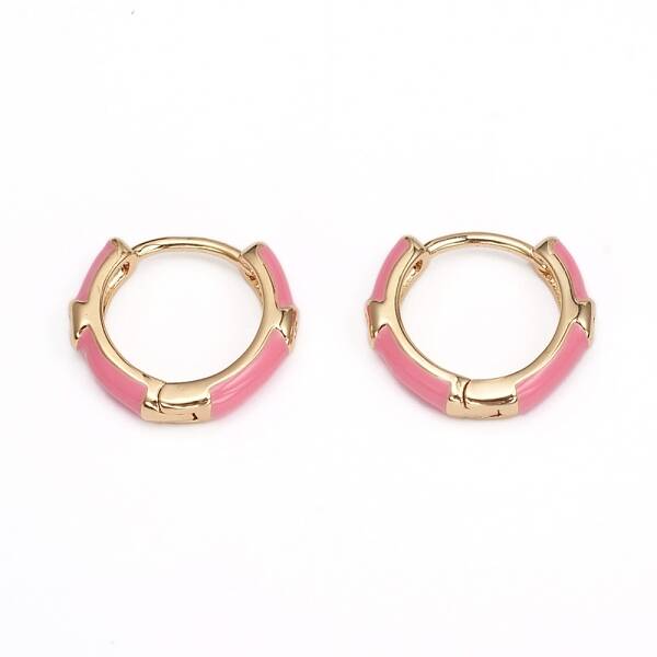 Brass Micro Pave Clear Cubic Zirconia Huggie Hoop Earrings