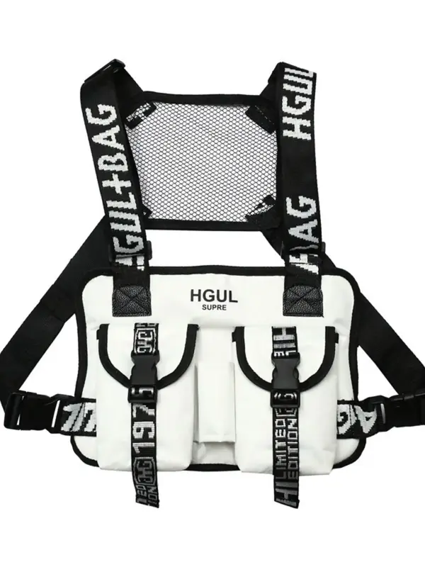 1 Piece Men's Fashion Letter Label Decorated Zipper Belt Bag, Casual Sporty Multi-functional Chest Bag, Retro All-match Commu...