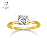 Delzzad S925 Round VVS Synthetic Moissanite Four-Prong Ring Perfect Birthday Mother’s Day Gift for Men Women Rings Wedding ...