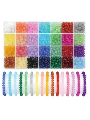 6mm Glass Beads, Simple Diy Crafts Kit Summer Jewelry Accessories for Bracelet Necklace Earrings, Fashion Accessories for Wom...