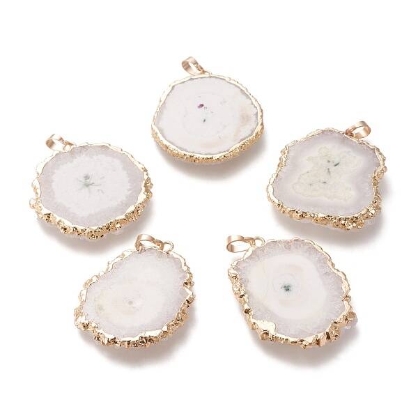 Dyed Natural Druzy Solar Quartz Crystal Pendants