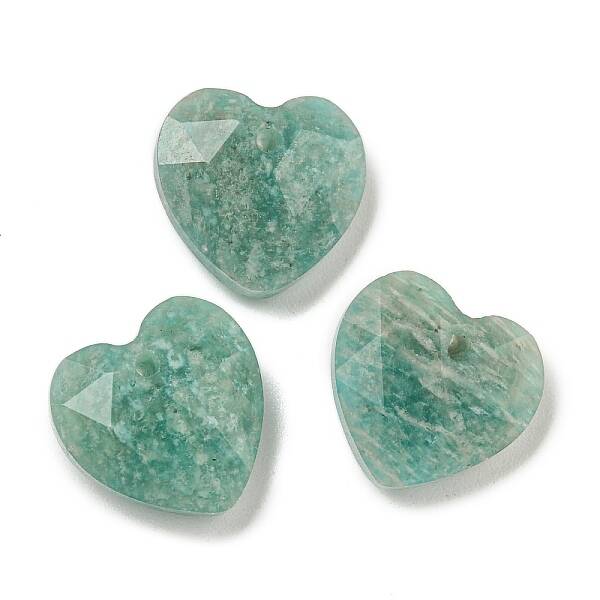 Natural Amazonite Faceted Heart Charms