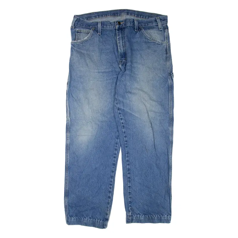 DICKIES Mens Jeans Blue Regular Straight Stone Wash W36 L30