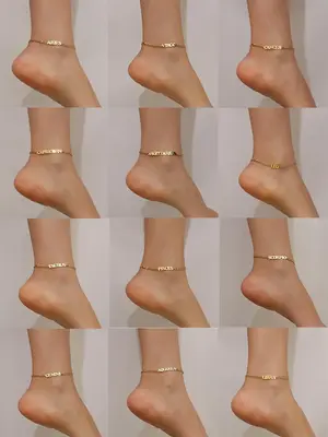 Summer 2024 Elegant Letter Detail Anklet for Women for Gift, Stainless Steel 12 Constellations Themed Foot Jewelry, Classic ...