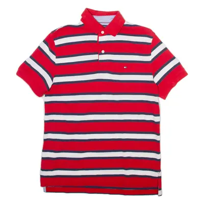 TOMMY HILFIGER Mens Polo Shirt Red Striped S