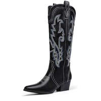 IDIFU Design Cowboy Boot Women, Knee High Cowgirl Boots Not for >55kg Pointed Toe Cowboy Knee High Boot Soft Warm and Comfort...