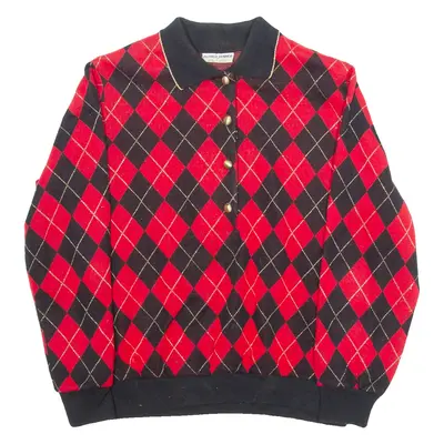 ALFRED DUNNER Shoulder Padded Womens Jumper Red Collared 90s S
