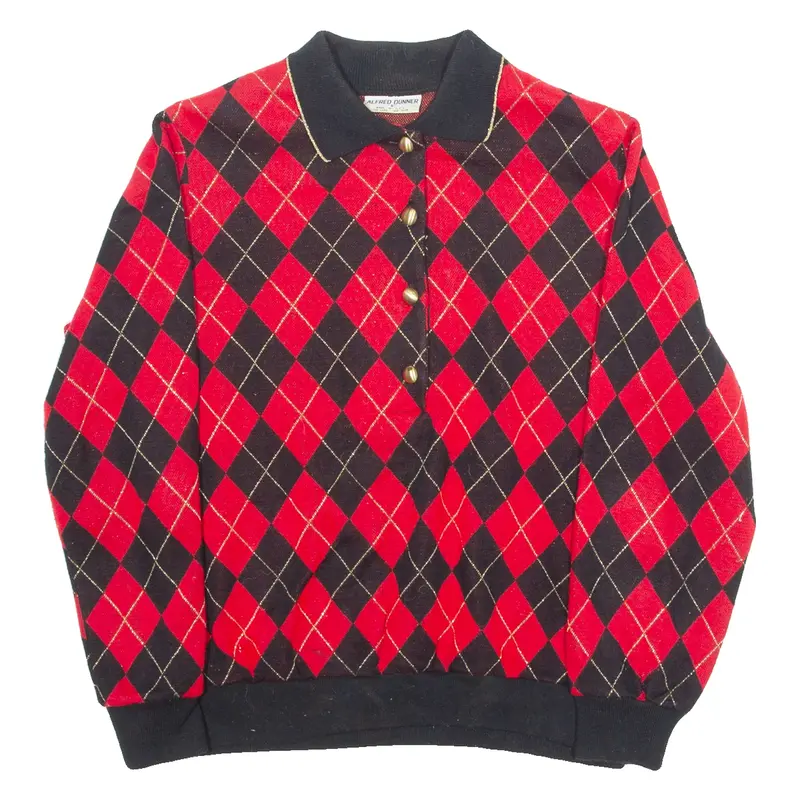 ALFRED DUNNER Shoulder Padded Womens Jumper Red Collared 90s S