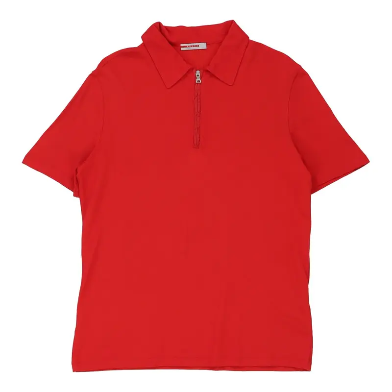 Prada Polo Shirt - Medium Red Viscose Blend