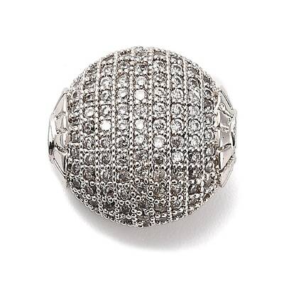 Brass Micro Pave Cubic Zirconia Beads