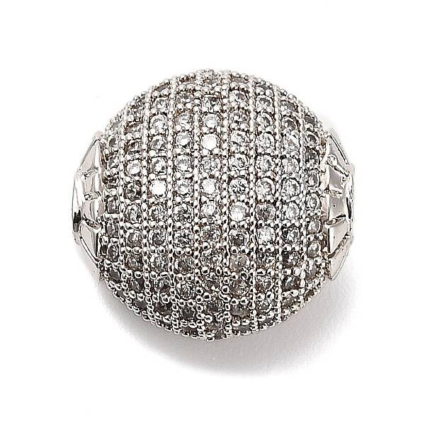 Brass Micro Pave Cubic Zirconia Beads