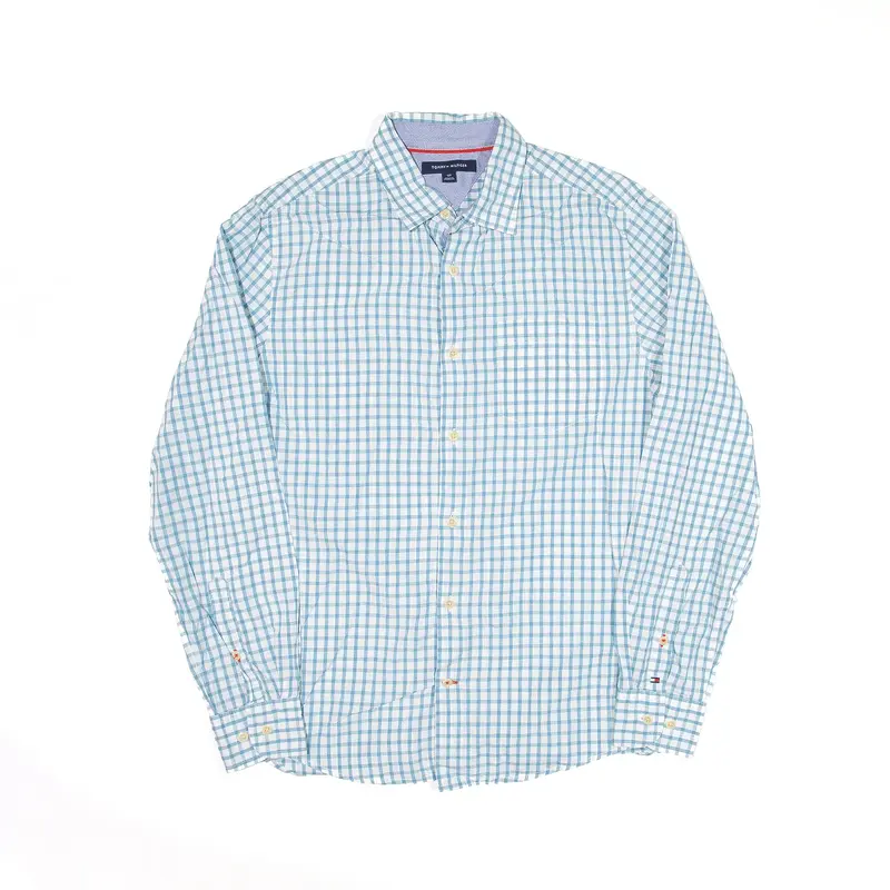 TOMMY HILFIGER Shirt Blue Check Long Sleeve Mens S