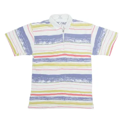 GOOD TIME Mens Polo Shirt Grey Striped M