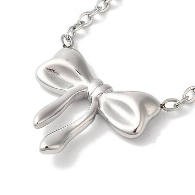 Non-Tarnish 304 Stainless Steel Cable Chain Bowknot Pendant Necklaces
