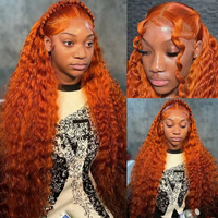 Daules Ginger Orange Deep Wave Lace Front Wigs Human Hair Colored 13x4 HD Transparent Lace Frontal Wig Human Hair for Black W...