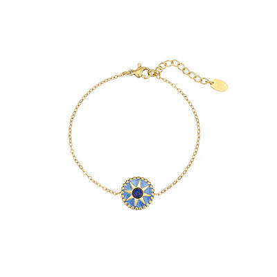 Stylish Stainless Steel Gold-Plated Cat Eye Necklace and Bracelet