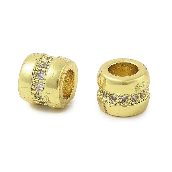 Brass Micro Pave Cubic Zirconia Beads