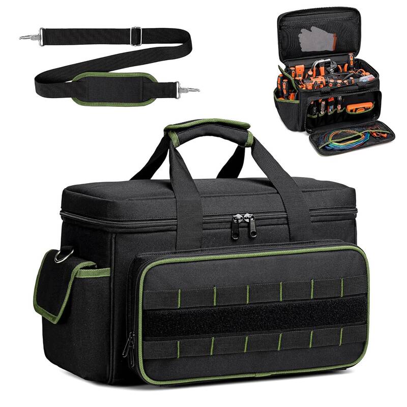 Garvee Tool Bag for Men, 17-Inch Durable Oxford Tool Tote with Padded Handle & Adjustable Shoulder Strap, Multi-Pocket Storag...