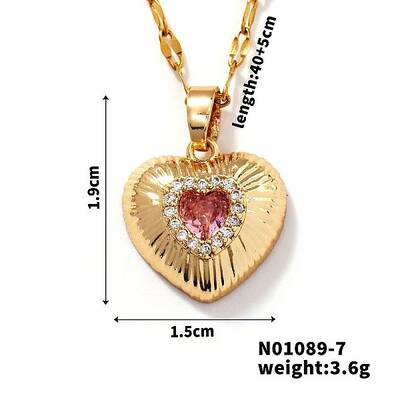 Brass Luxury Cubic Zirconia Heart Pendant Necklaces
