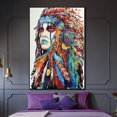 Abstract Canvas Art Native American Painting American Indian Wall Art Native American Woman Art Indian Wall Art Original Oil ...