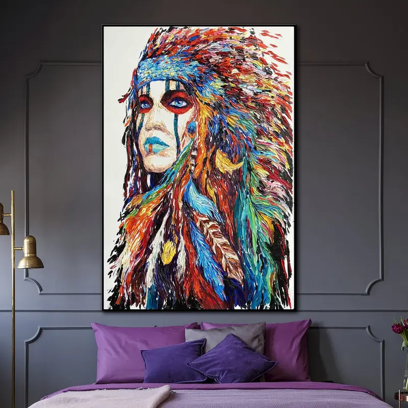 Abstract Canvas Art Native American Painting American Indian Wall Art Native American Woman Art Indian Wall Art Original Oil ...