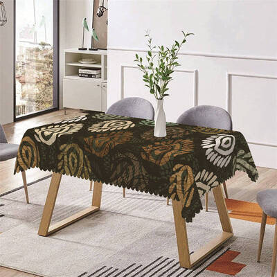Green Brown Ancient Print Retro Rectangle Tablecloth - Aperturee