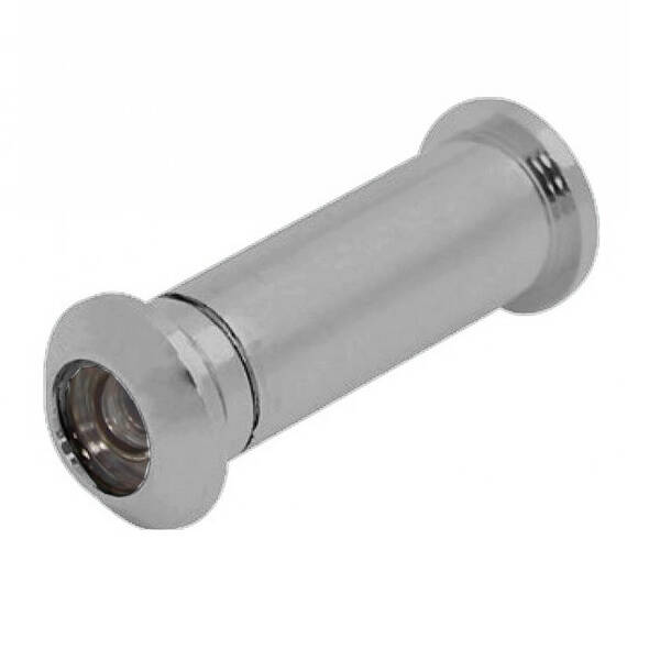 Cal-Royal Brass Door Viewer 160°, 1/2 Bore, Plastic Lens, For 1-3/8 To 2 Thick S, Satin Chrome