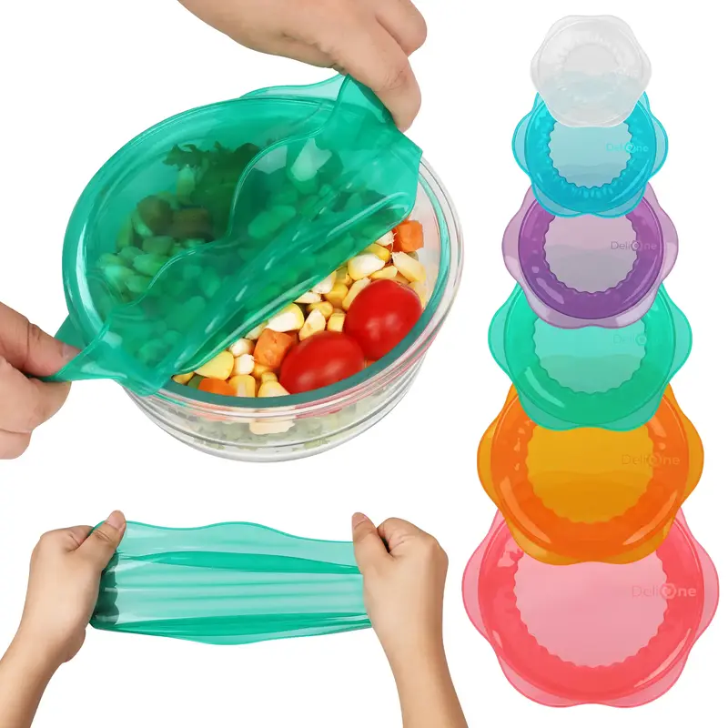 Rottogoon Silicone Stretch Lids for Food Storage Reusable Elastic Bowl Covers for Cups Jars Round & Rectangular Containers Mi...