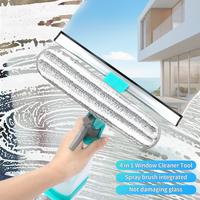 Window Cleaning Tool with Spray Bottle 4-in-1 Set Multi-Purpose Rubber Squeegee and Microfiber Cleaning Head for Dirty Indoor...