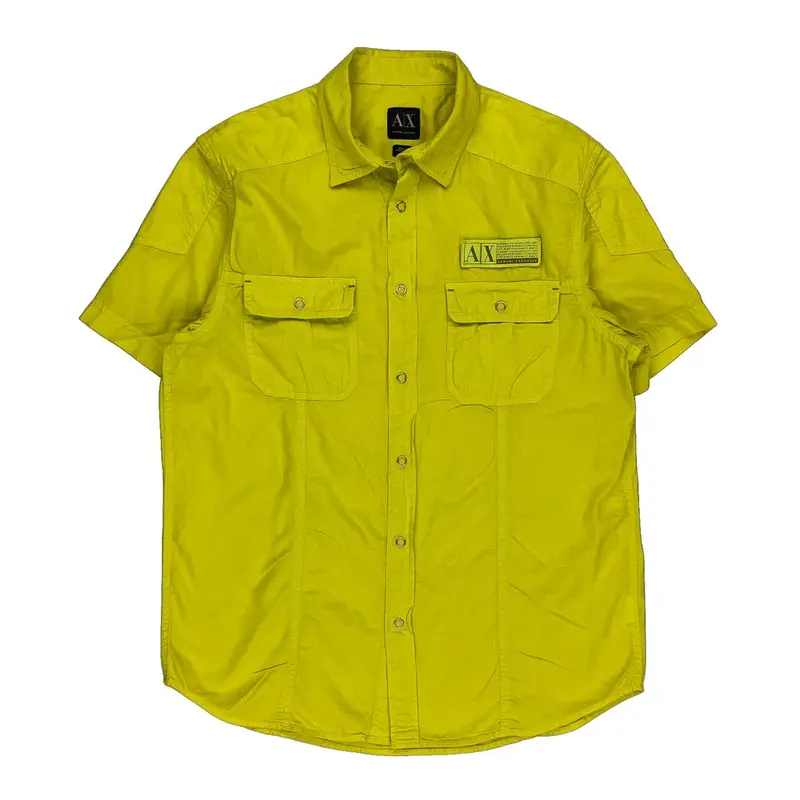 Armani Exchange Short Sleeve Shirt - Medium Yellow Cotton