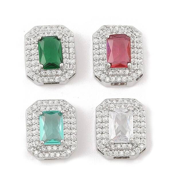 Brass Micro Pave Cubic Zirconia Slide Charms